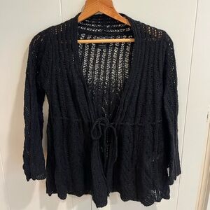 Sheet black medium boho cardiganesque sweater top